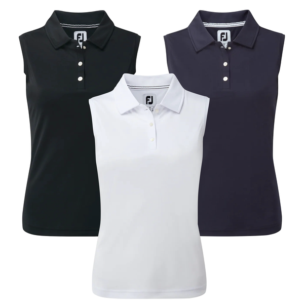 Footjoy Ladies Interlock Sleeveless Solid Golf Shirt